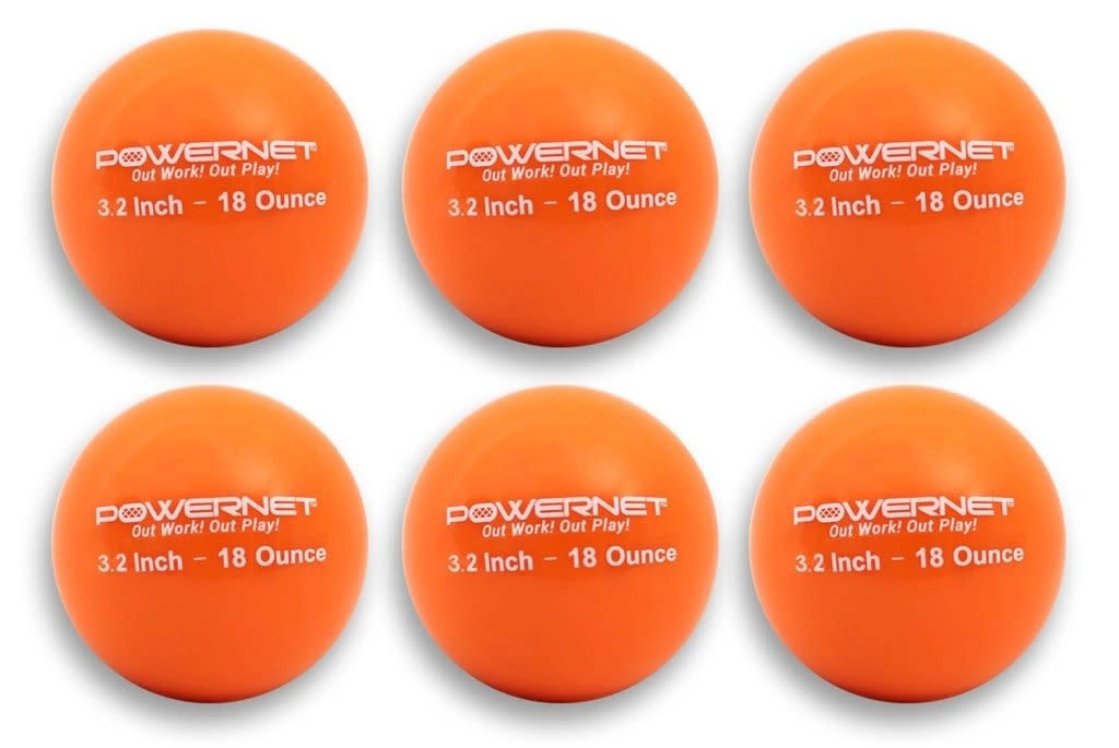 PowerNet 3.2" Weighted Training Balls (6 Pack) (18 Oz - Orange) 3 PowerNet 3.2" Weighted Training Balls (6 Pack) (18 Oz - Orange)